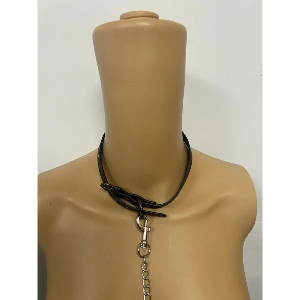 Heat-Sensitive Thermochromic Leather Choker with Leash